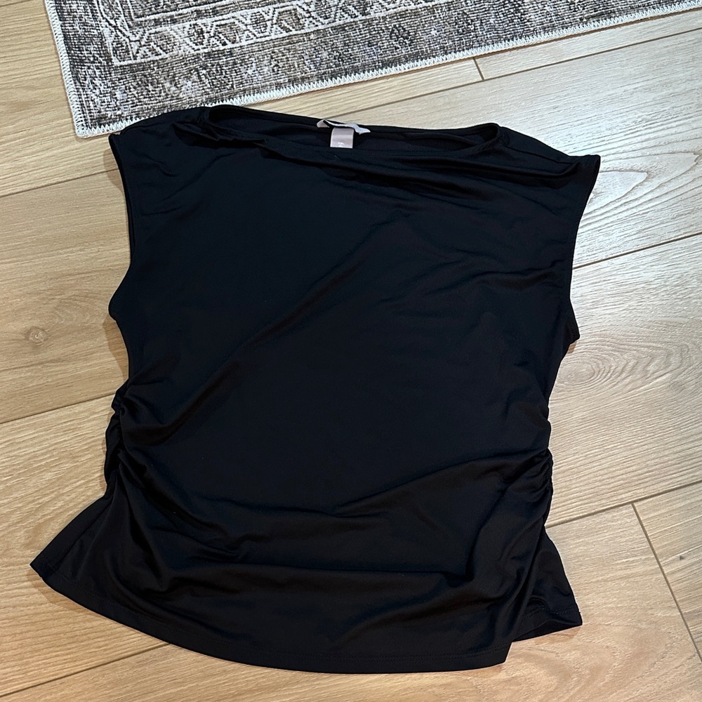 H&M Black Sleeveless Ruched Side Tank
